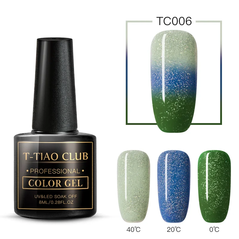 T-TIAO CLUB, 8 мл, температурный гель для изменения цвета, лак для ногтей, Термальный ультра-тонкий блеск, 3 цвета, замочить от УФ-ногтей, Гель-лак - Цвет: FFS07041
