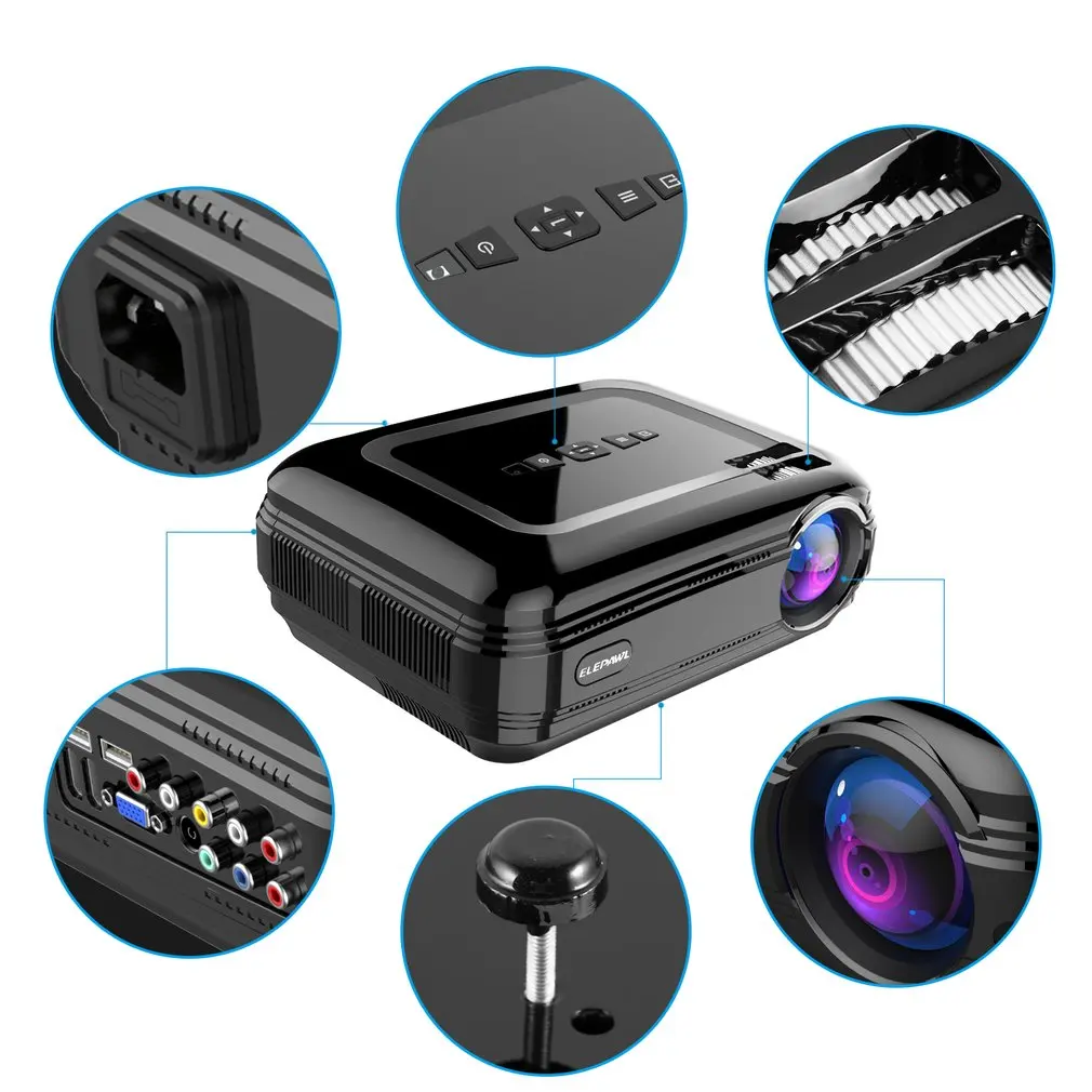 

Elepawl 720P LCD Video Projector 3200 LM Multimedia Home Theater Projector HDMI VGA USB for Home Cinema Laptop TV Game Video