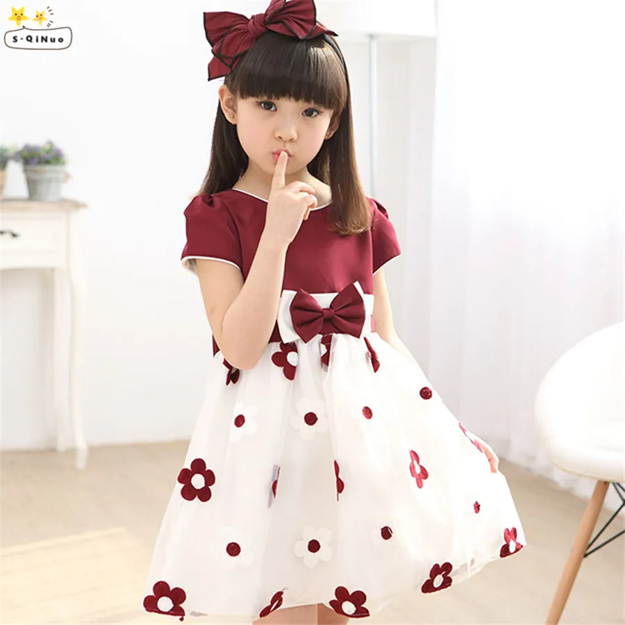 Online Vestidos de verano para niñas vestido de princesa vestido de malla para niñas vestido Floral para Niñas Ropa para niñas con lazo ropa para niñas adolescentes 6 8 12 años