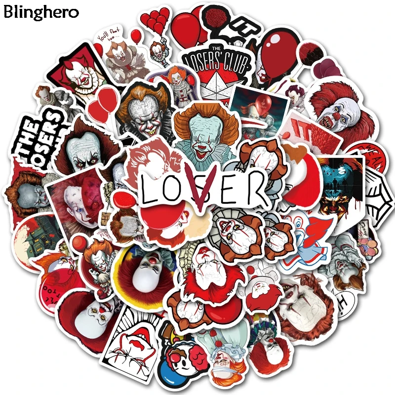 10 компл./лот Blinghero Стивена Кинга это наклейки 50 шт./компл. клоун Скрапбукинг наклейки Чемодан автомобильные наклейки на ногти, подарок BH0466