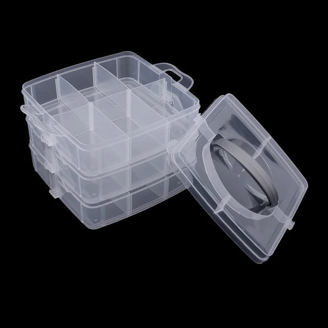 Clear Plastic Craft Beads Jewellery Storage Organizer Tool Box