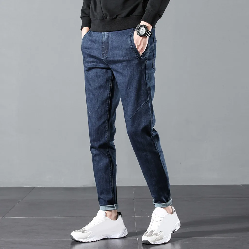 Джинсы мужские брюки мужские Новые Модные Винтажные повседневные однотонные прямые брюки тонкие джинсы длинные штаны оптом джинсы Z4