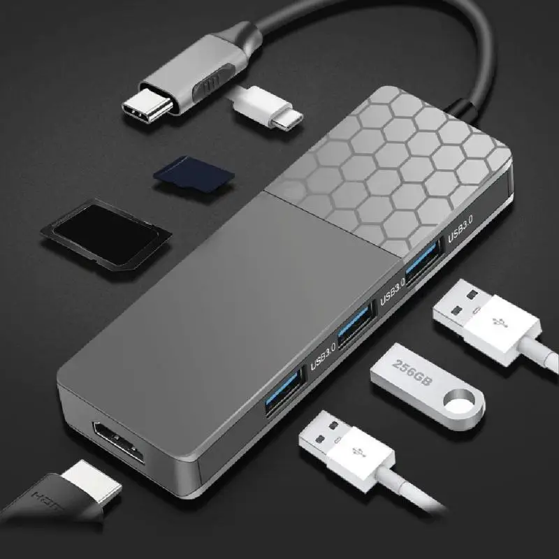 LEORY 7 в 1 тип-c концентратор HDMI 4K USB 3,0 тип-c концентратор с TF карт памяти ридер PD слот YC750 адаптер для ноутбука