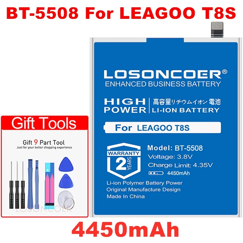 LOSONCOER 4450 мАч BT 5508 батареи для мобильных телефонов Leagoo T8S батарея + номер