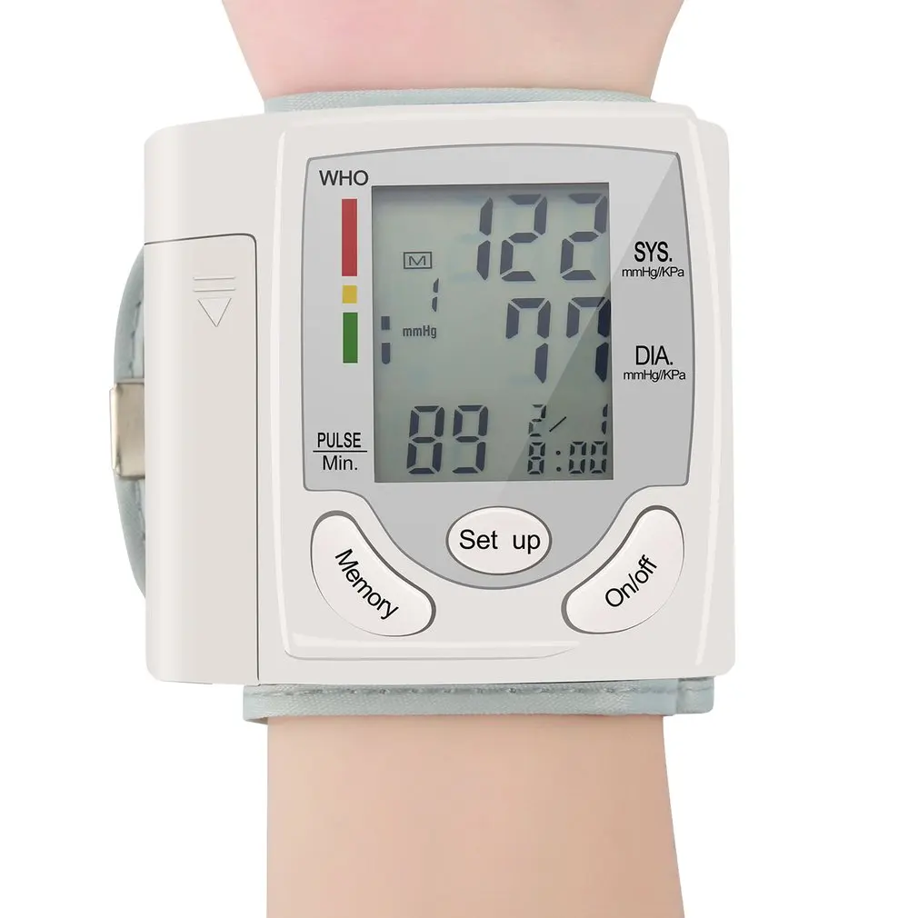 Sphygmomanometer Automatic Digital LCD Display Wrist Monitor Heart Beat Rate Pulse Meter Measure White Convenient Carry | Красота и