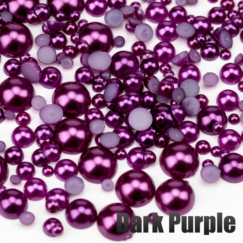 Multicolor Half Round Flatback Imitation Pearls for DIY Crafts and Nail Art