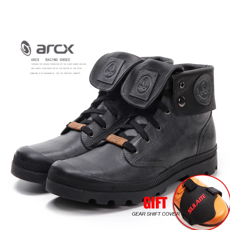 Мужские мотоциклетные ботинки из коровьей кожи с отворотами обувь для гоночных