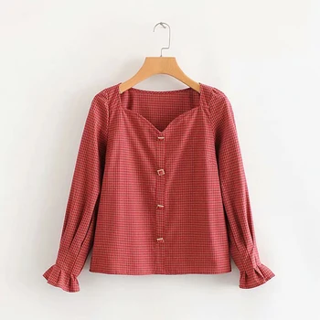 

Cthink Spring New Style Plaid Shirt Women Fashion Red Pullovers For Woman Good Quality Shirts Spring 2020 New Womens Blouse