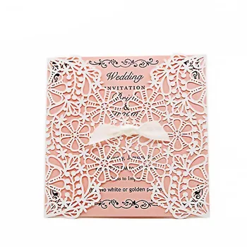 

20PCS Hollow Out Lace Flora wedding invitation cards Case Ribbon Bow Envelopes Bridal Shower Engagement Birthday Glitter Paper