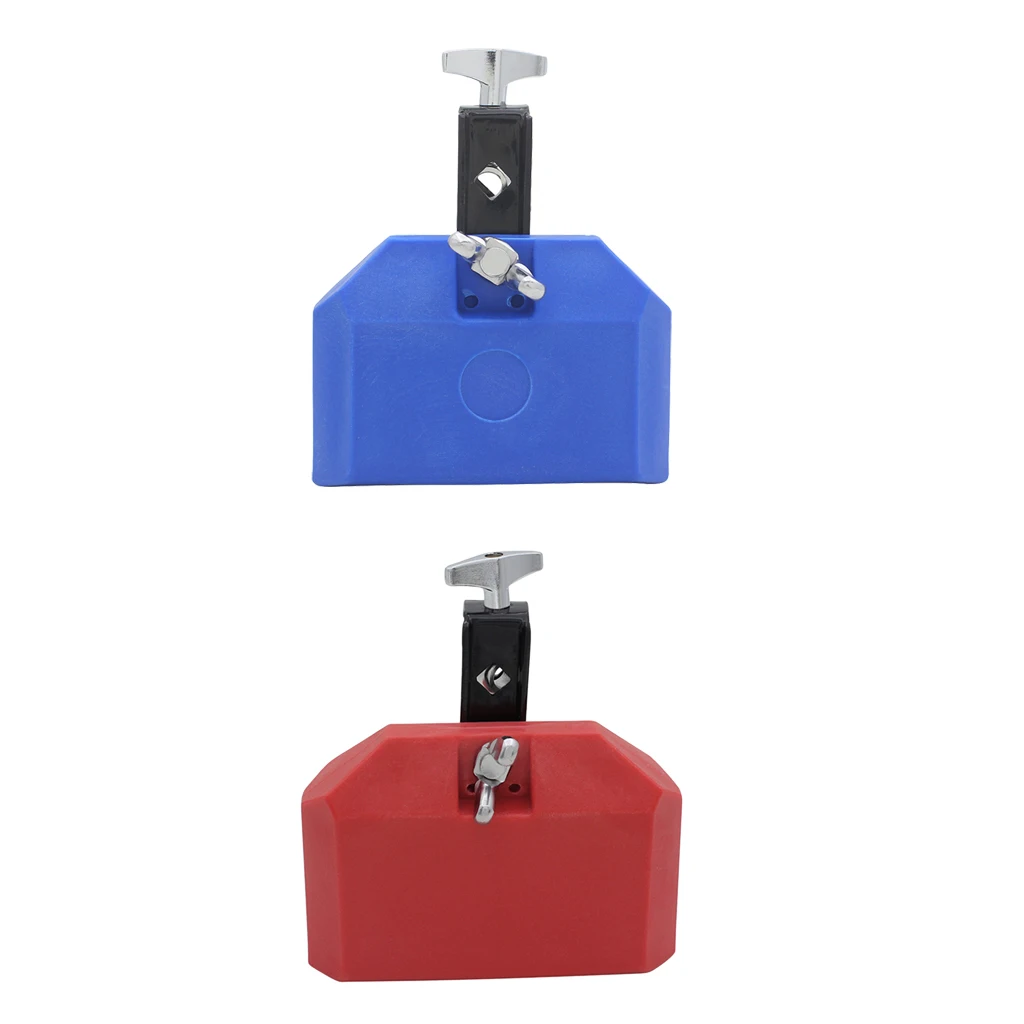 Portable 2Pcs Plastic Cow Bell with Sticks Mallets Musical Instrument for Cowbell Holder Stand Red & Blue