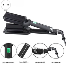 ABVP EU Plug профессиональные салонные щипцы для завивки волос, утюжок для глубокой волны, керамические тройные щипцы для завивки волос, бигуди с ЖК-дисплеем Te