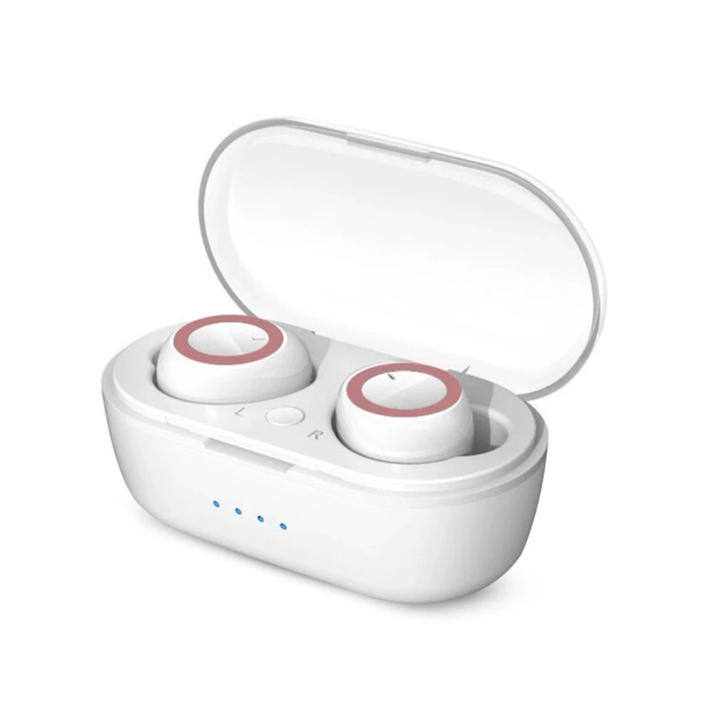 TWS Bluetooth 5,0 активная беспроводная гарнитура шумоподавление с микрофоном Hands-free гарнитура с мобильным питанием - Цвет: Розовый
