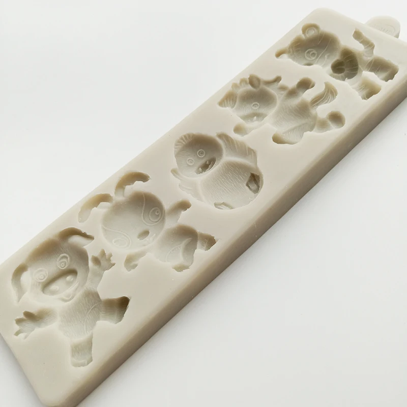 Minsunbak 3D Свинья, кролик, курица силиконовая форма лошадь, тигр инструмент для украшения торта DIY Форма для шоколадного фондана