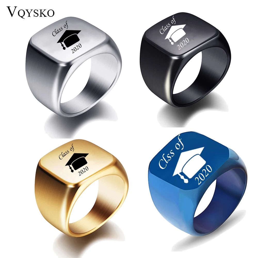 

Customize Graduation Anniversary Ring Male New Fashion Simple 316L Titanium Steel Blank Plain Men Ring Jewelry 2019