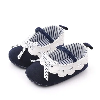 

Baby Girl Bow Shoes Toddler Baby Princess Dots Striped Newborn Soft Cotton Toddler Lace Crib Infant Little Kid First Walker Shoe