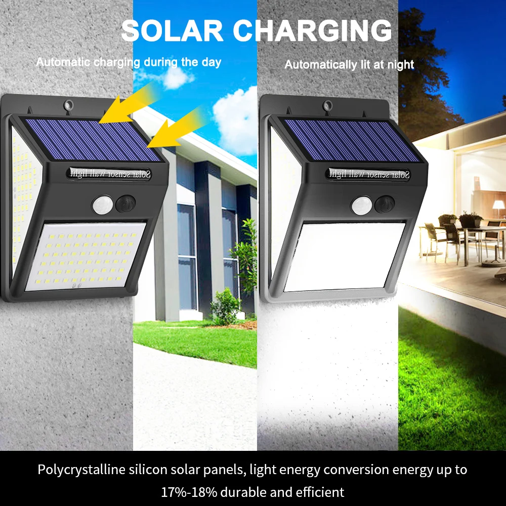 1/2/4 PCS 140 LED Solar Light Outdoor Solar Lamp PIR Motion Sensor Wall Light Waterproof Solar Powered Sunlight for Garden Decor