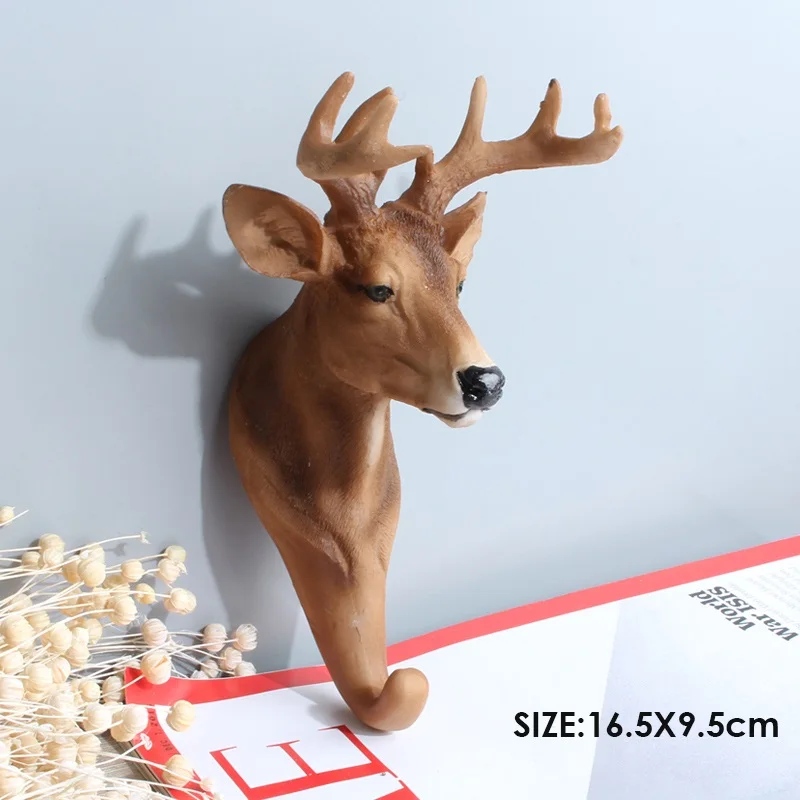 elk 2 шт. Креативные 3D крючки для животных, настенные вешалки, украшения, подвесные крючки для одежды, дверной крючок, Зебра, слон, Антилопа, лось, жираф, Декор - Цвет: elk