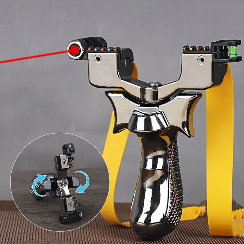 

New Resin Slingshot Catapult Head Can Rotating High Precision Infrared Horizontal Aiming Slingshot Outdoor Flat Leather bow