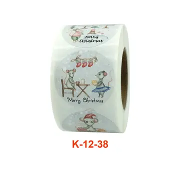 

Roll Christmas Gift Sticker Lable With Santa Cartoon Character Envelope Seal Copper Decoration Sticker