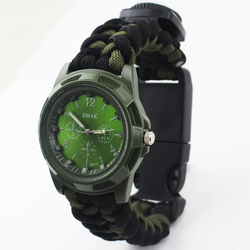 

Emak Wilderness Equipment Watch Band Outdoor Sports Weaving Watch Band First Aid Umbrella Rope Watch Strap