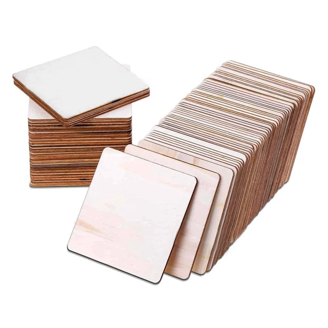  100 Pieces Wood Rectangles for Crafts 3 x 2 Inch Blank Wood  Pieces Unfinished Wood Blanks Round Corner Wooden Cutout Tile Small Wooden  Sheets for DIY Arts Craft Project Engraving Decoration