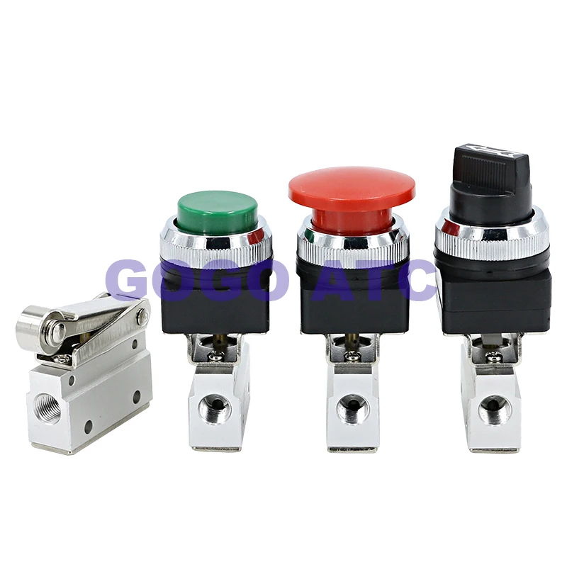 1pcs 2 Vías 2 Posiciones 1//8 /"Hilo El interruptor con botón Neumática mecánica válvula