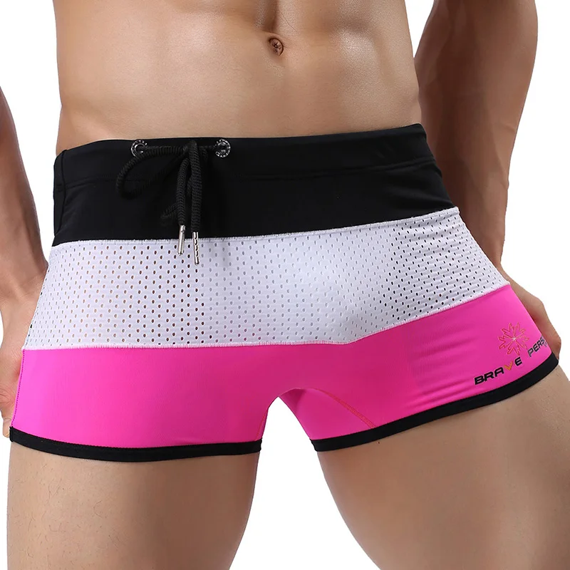 Men  Beach Shorts Mesh Breathable Board Shorts Surfing Water Short Pants Patchwork Swimsuit 4