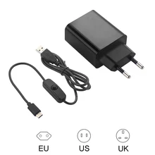 

Raspberry Pi 4 B Power Adapter 5V 3A Power Supply EU US UK Plug Switch Wire for Pi 4 Type C Phone Charger