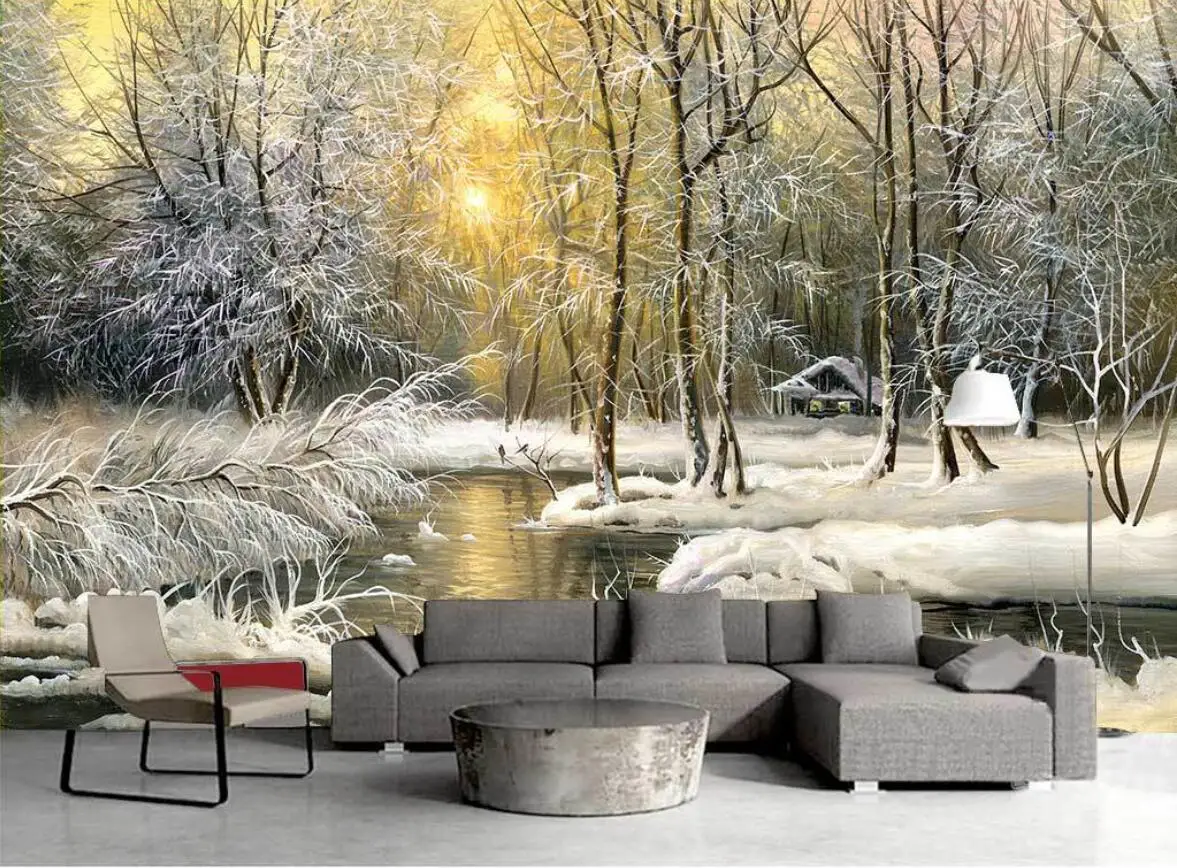 Custom wallpaper romantic field snow scene big tree oil painting TV background wall painting home decoration 3d wallpaper murals inqmega 6mp 3k 12x zoom wireless outdoor wifi solar camera solar powered camera 4g cctv for smart home farm yard field monitor