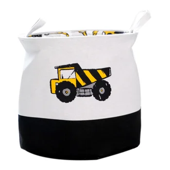 

New-Cartoon Cars Printed Storage Basket For Toys Fabric Clothes Organizer Folding Large Laundry Basket For Dirty Clothes 40x33x4
