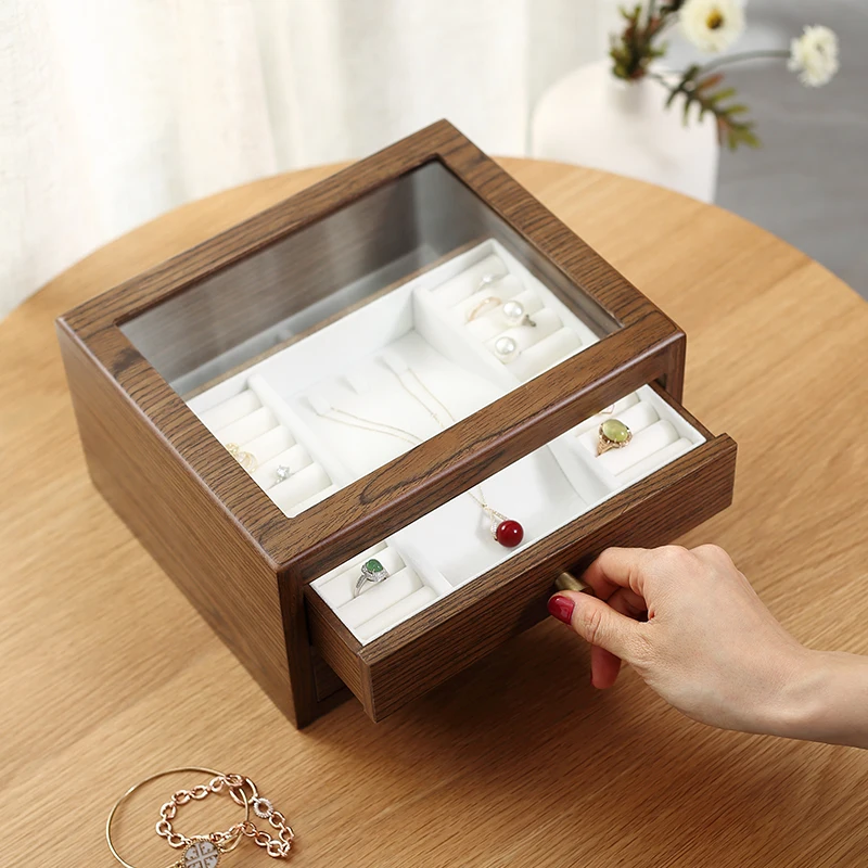 Caja Expositora Anillos De Terciopelo Beige 30 Ranuras Para Joyería