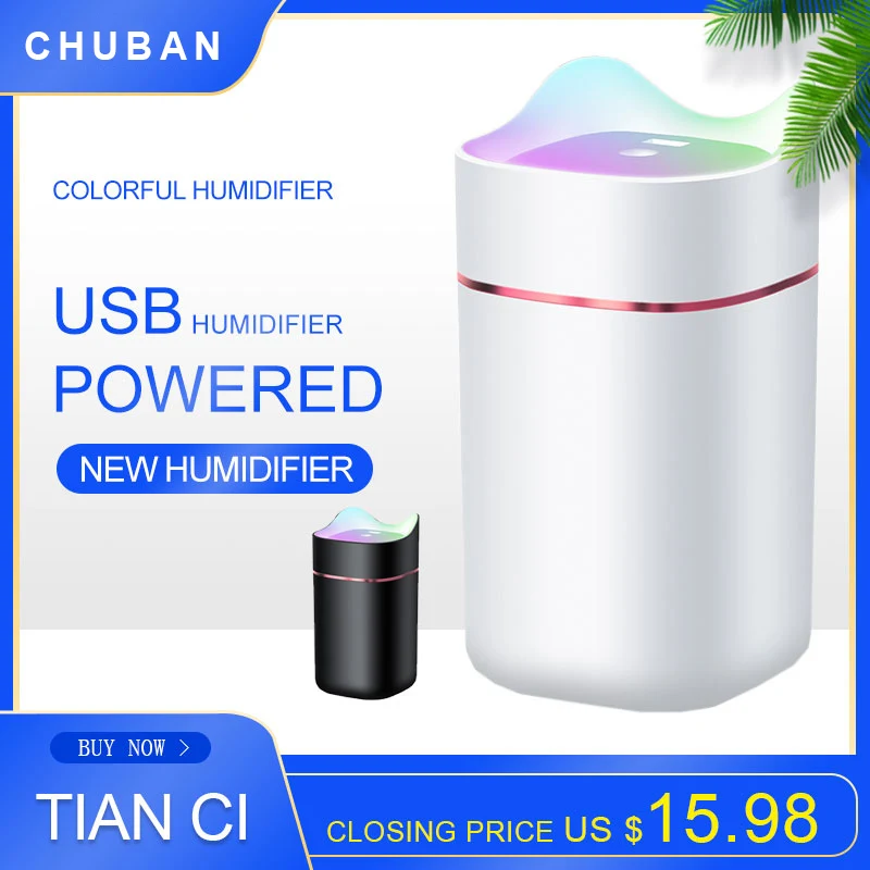 

CHUBAN Portable 1400ML Capacity Humidifier USB Home Desktop Colorful Humidifier Mute Aromatherapy Diffuser Mist Humidifier