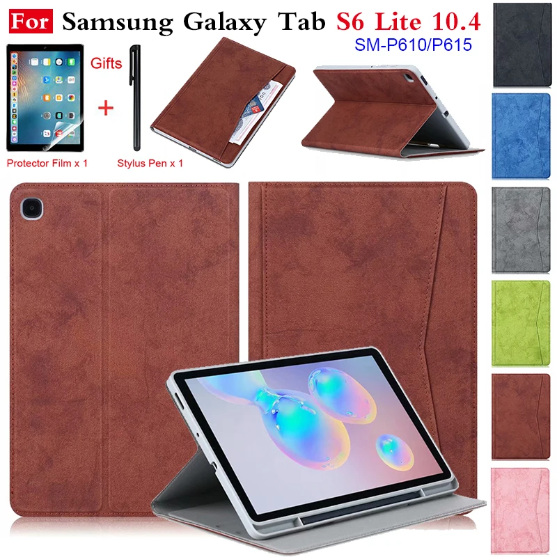 Чехол для планшета Samsung Galaxy Tab S6 Lite 10 4 2020 SM-P610 P615 тонкий трехслойный кожаный