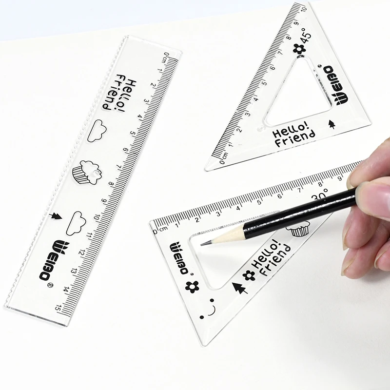 Mice Simple Wind Set Ruler For Primary And Middle School Students Drawing Set Ruler Students 4-Piece M-1919