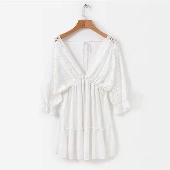 

Women's Embroidery Sexy Backless Deep V 2019 Plus Size Clothing Basic Summer Casual Dress