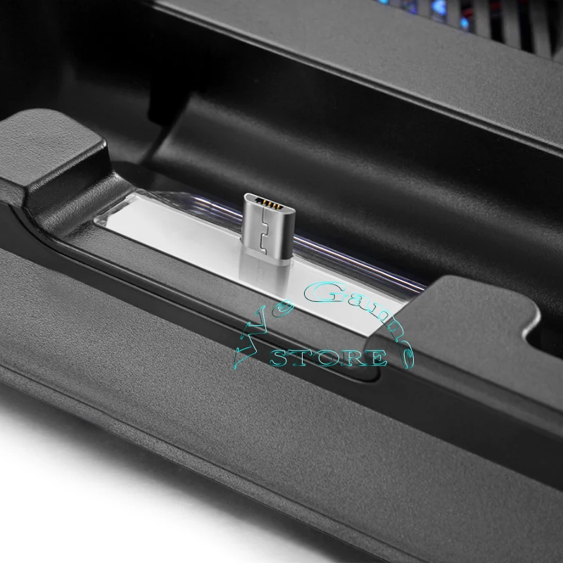  PS4 Slim Console Vertical Stand Support with Cooler Cooling Fan Gamepad Charger Dock for Sony Plays