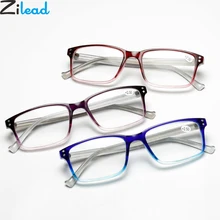 Zilead квадратные градиентные Цветочные очки для чтения с прозрачными линзами для дальнозоркости очки для женщин и мужчин+ 1,0+ 1,5+ 2,0+ 2,5+ 3,0+ 3,5+ 4,0