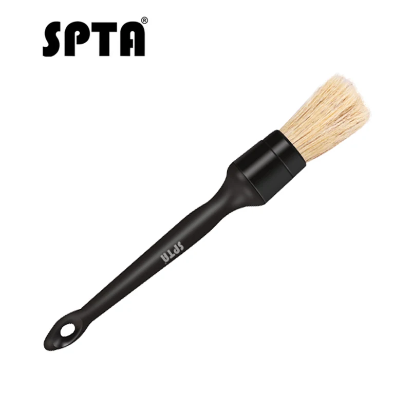 SPTA PP змеиная ручка автомобиля детальная щетка с натуральным кабаном волосы автомобиля внутренняя Чистка щеткой для сиденья, приборной панели, выхода воздуха - Цвет: 23cm Deatil Brush