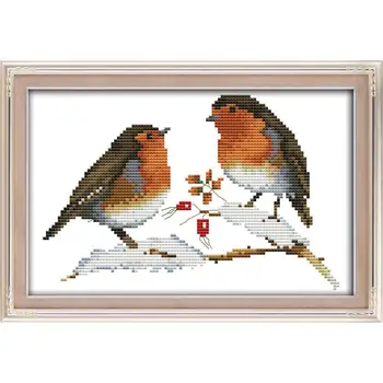 

Joy Sunday Little Birds Cross Stitch Kits Animal Pattern Printed Fabric 11&14CT DMC Cross Stitch Kit DIY Handmade Embroidery Kit