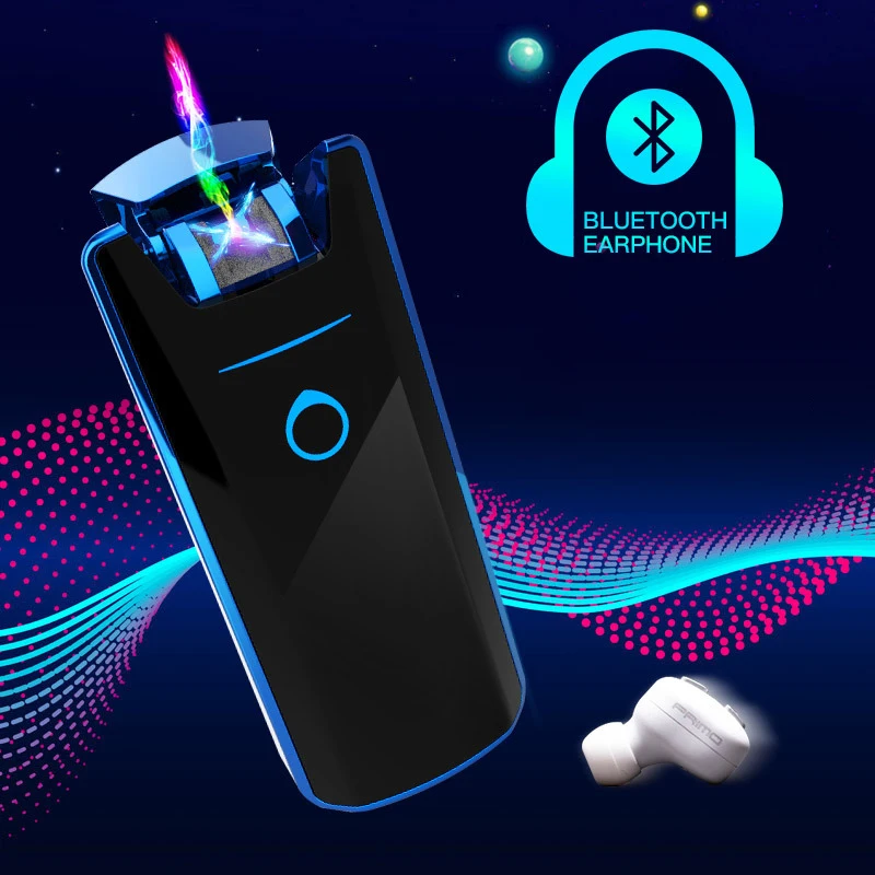 

2019 New 2 In 1 Multi-function Double Arc Lighter USB Charging Cigar Bluetooth Headset Windproof Electronic Cigarette Lighters