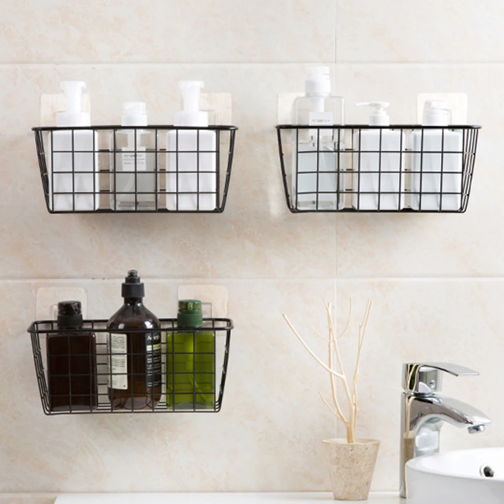 Minimalist Wrought Iron Storage Basket Fruit Tableware Sundries Household Creative Drain Baskets Bowl Black White |