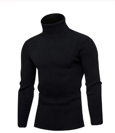 

057Warm Turtleneck Sweater Men Fashion Solid Knitted Mens Sweaters 2018 Casual Male Double Collar Slim Pullover
