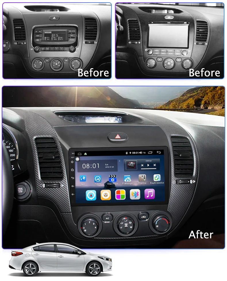 COIKA 8 Core 9 ''Android 8,1 автомобильный экран головное устройство для Kia K3 Cerato Forte 2012- gps Navi PIP 4+ 64G ram wifi OBD DVR SWC BT