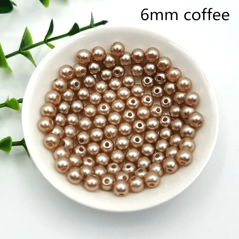 coffee 6 мм с круглое отверстие имитация ABS жемчуг бусины для ручной работы DIY ожерелье браслет ювелирные изделия Швейные ремесла поставки 200 шт 22 цвета - Цвет: coffee