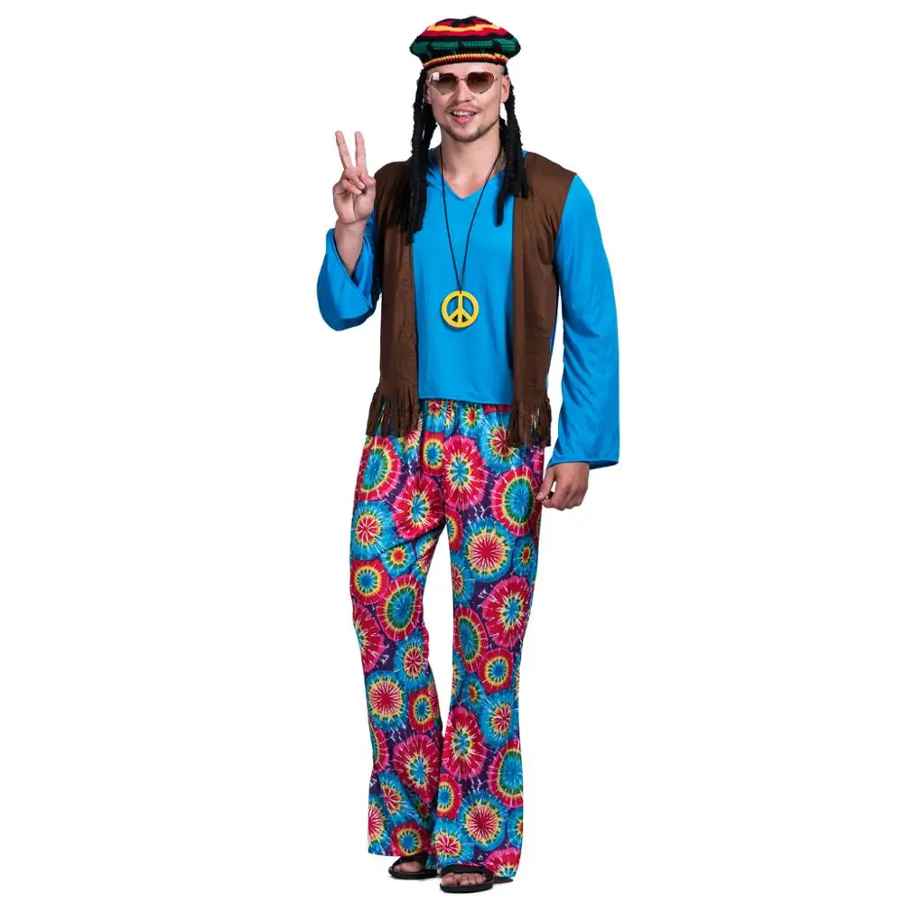 Мужской карнавальный костюм на Хеллоуин в стиле ретро 70 s Hippie Peace and Love детский