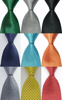 

Men's Plaid Tie 100% Silk 9cm Green Black Gray Jacquard Party Wedding Woven Fashion Design Necktie