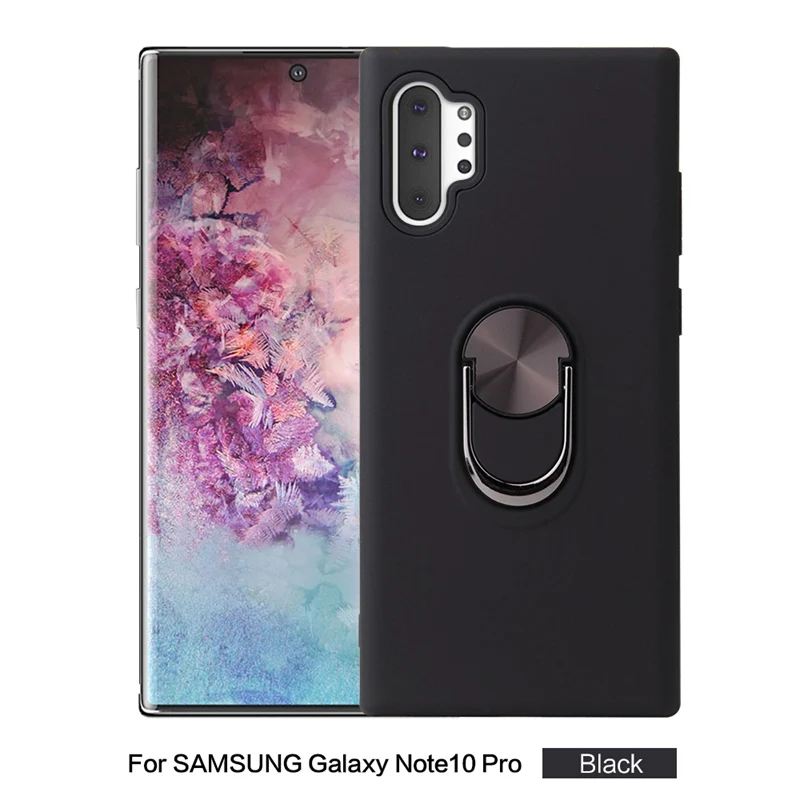 black 360 кольцо подставка Броня Гибридный Note 10 Plus чехол для samsung Note 8 9 10 Plus автомобильный держатель Чехол Note 9 чехол для samsung Note 10 чехол - Цвет: black