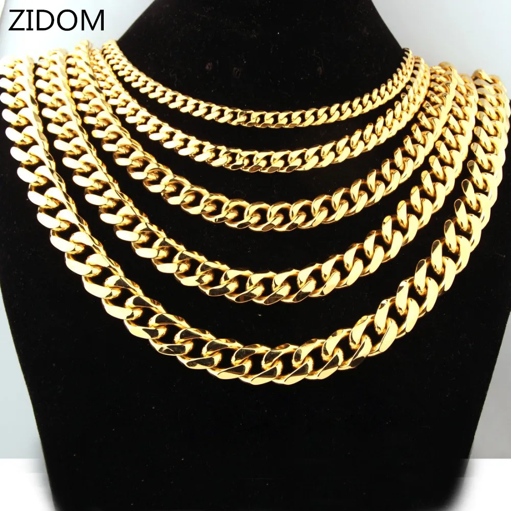 Collar de cadena cubana para hombre, gargantilla de acero inoxidable