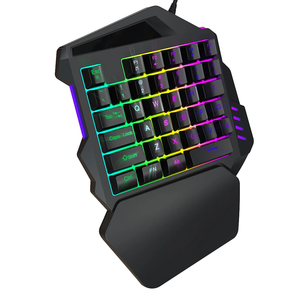 35 Keys Portable Accessories LED Backlight Non Slip ABS Wired Numeric Keypad Game Mini Left One Handed USB Keyboard