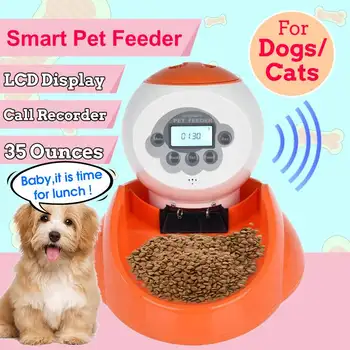 

Automatic Dog Cat Feeder Food Dispenser Pet Auto Feeder Smart Voice Recording LCD Screen Timer Dry Food Bowls 1000g 4 Meals